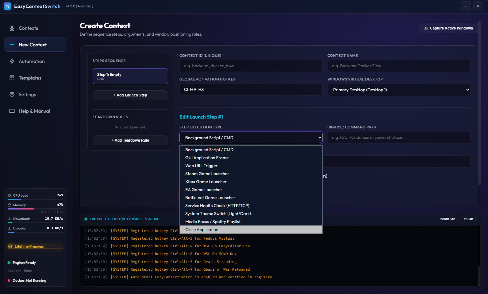 Creating a new custom workspace profile configuration with steps